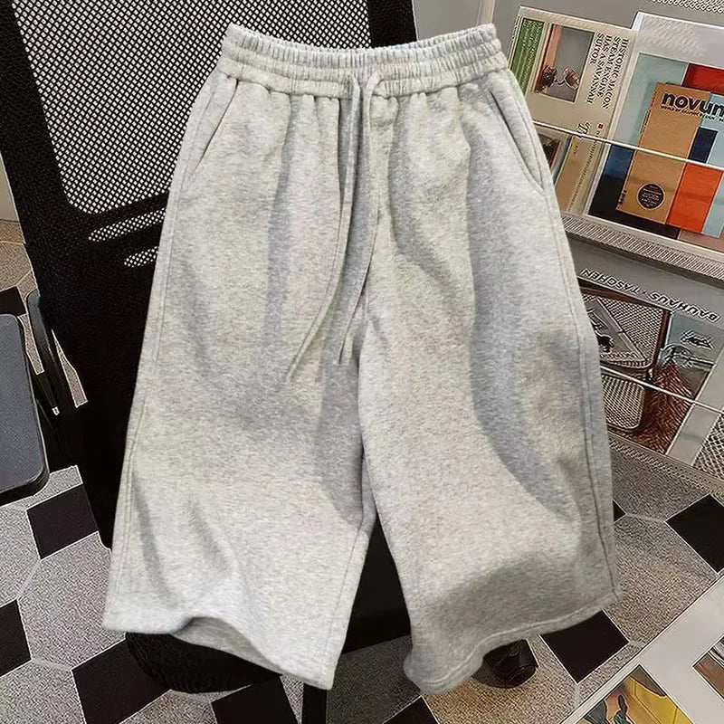 100% Cotton Loose Wide Leg Capri Shorts Women Y2K Summer Baggy Streetwear Casual Pants American Hip Hop All Match Straight Short
