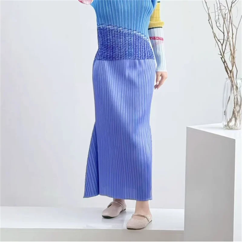 Miyake Pleated Women's Casual Skirt 2026 New Japanese Design Irregular Elastic Waist Loose Versatile Elegant Fishtail Skirt